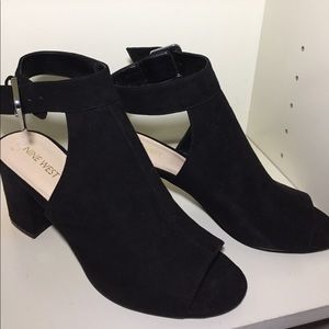 Black Suede Ankle Heel Boots